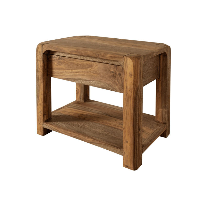 Bueno 40cm W Solid Wood Bedside Table, Brown