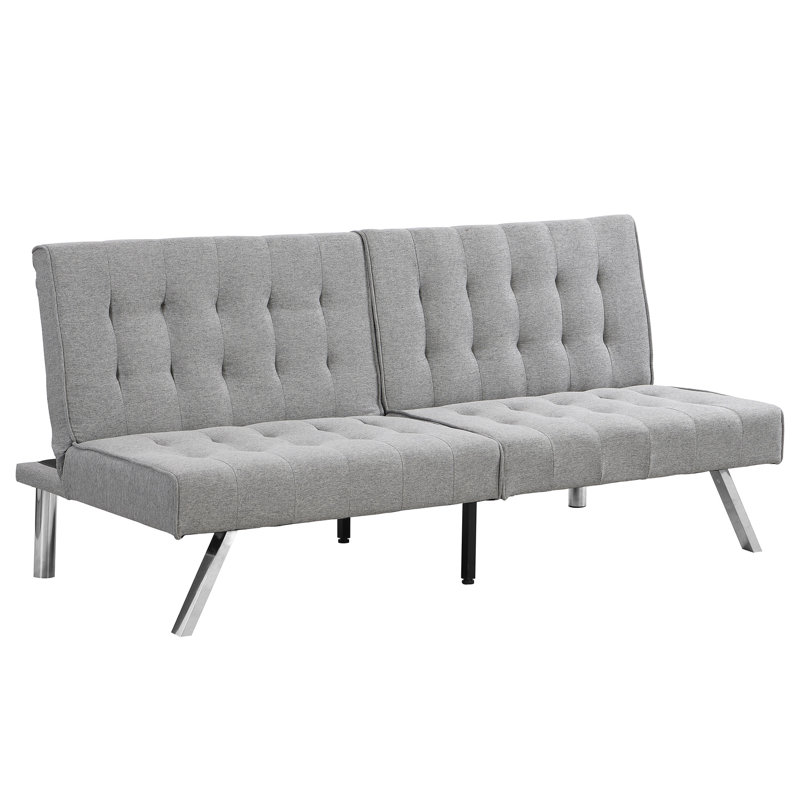 Futon Bed Grey, Fabric Material, Wood Frame, Stainless Leg, 42.52In Depth Multifunctional In Wood, Easy To Store,, Gray