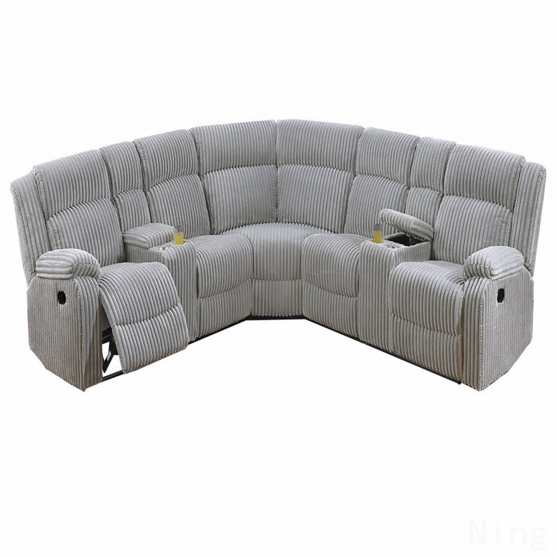 Fur-Like Fabric Power Motion Reclining Sectional, Gray