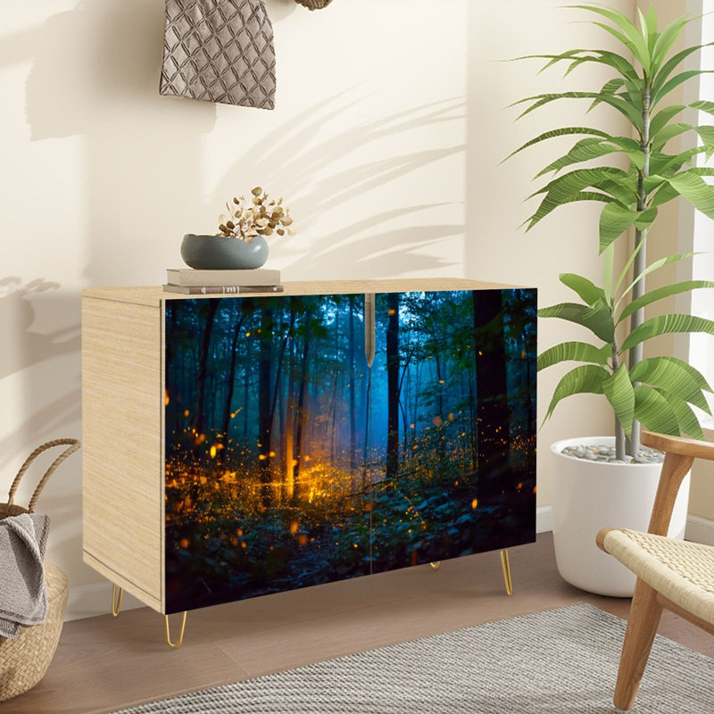 Buffet Buffet avec rangement Fireflies Night Forest avec 2 portes pour le salon et la cuisine