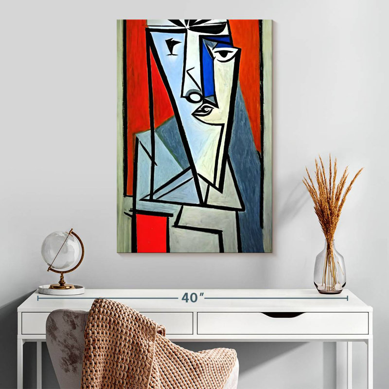 Leisha le penseur - dans le style de Picasso, H 30 po x l 20 po