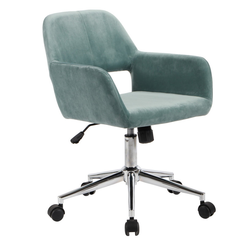 Primeaux Velvet Scandinavian Desk Chair, Green