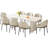 78.97" Modern Rectangle Cream White Dining Table Set with 8 Chairs for Kitchen, Bar, Living Room-1663806311-1663940017