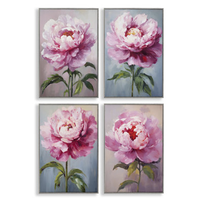  "Flush Pink Florals", ensemble de 4 giclées par Petal Prints Design