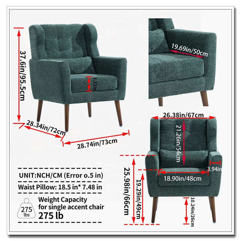 Fauteuil rembourré avec coussin, Vert noirci
