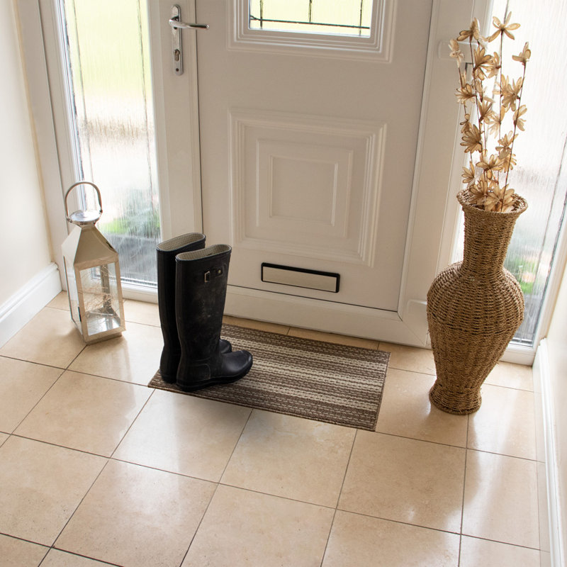 Non-Slip Striped Indoor Doormat, Rectangle W40 x L70 cm, Caramel