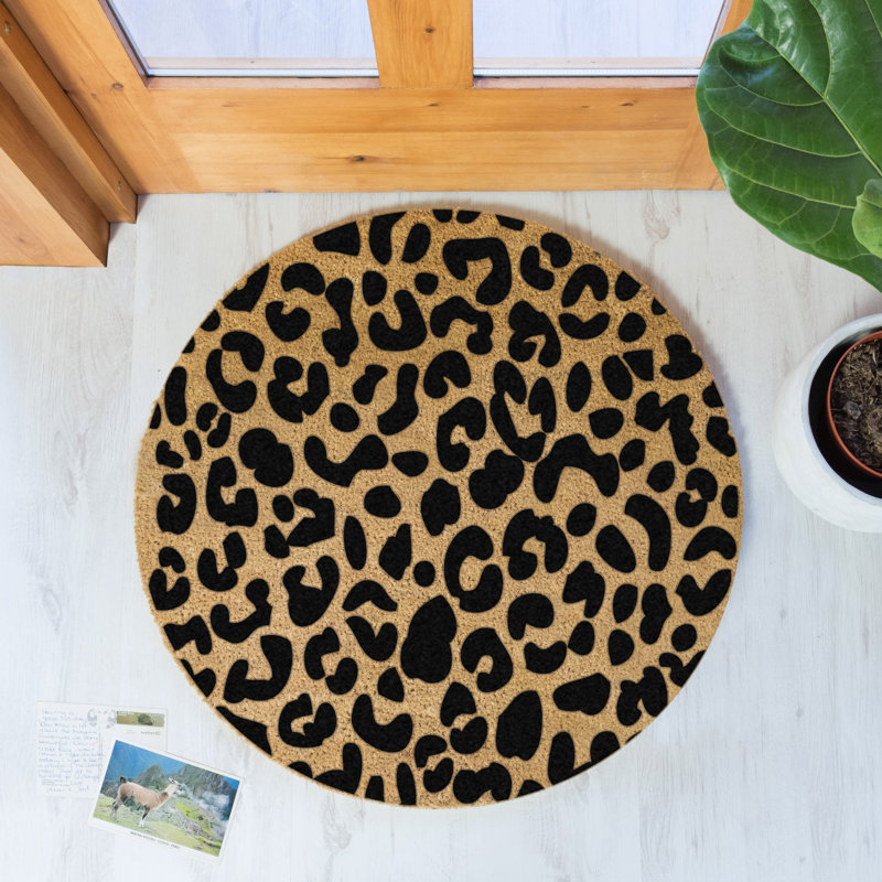 Aviana Non-Slip Indoor Doormat, Round 70cm, Yellow/Black