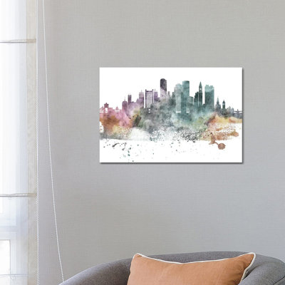 Boston Pastel Skylines - Wrapped Canvas Print