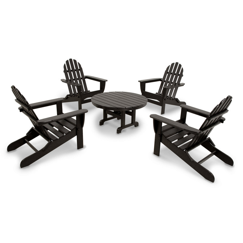 Ensemble de conversation pliable 5 pièces POLYWOOD Classics, Noir