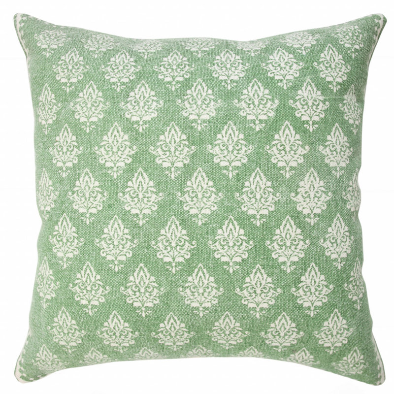 20" X 20" 100% Cotton Geometric Zippered Throw Pillow Cover, Green/White, Pillow Cover Only - No Insert