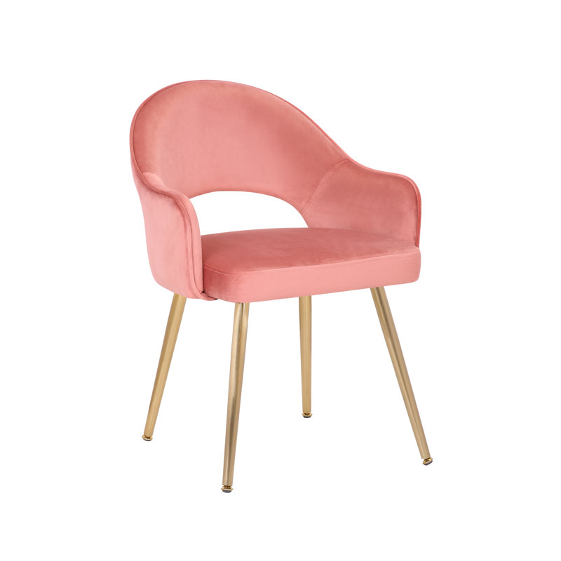 45.49cm H Velvet Upholstered Armchair, Rose