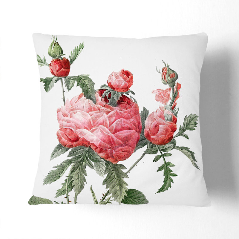 Floral Square Throw Cushion, 55cm H x 55cm W x 20cm D