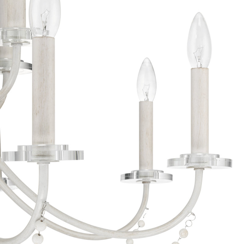 12 - Light Dimmable Candle Chandelier UL Certified, White Washed