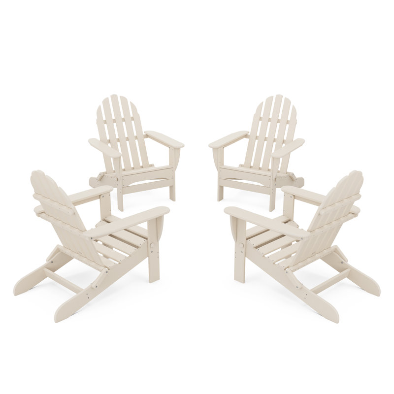 4-Piece Classic Folding Adirondack Conversation Set, Sand