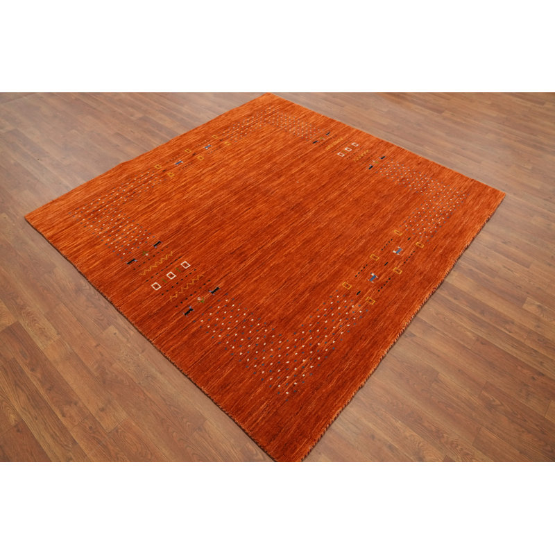 Square Orange Gabbeh Style Area Rug 6x6