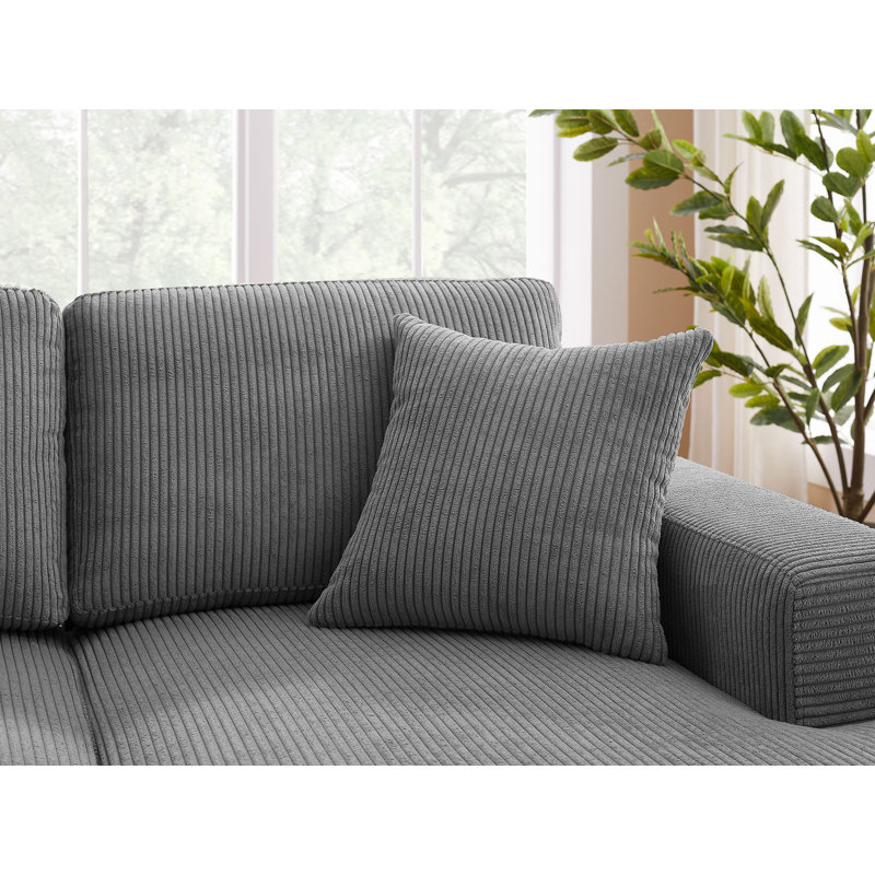 Canapé modulaire en U en velours côtelé et chenille l 118,11 po Kujtesa, Velours côtelé gris foncé