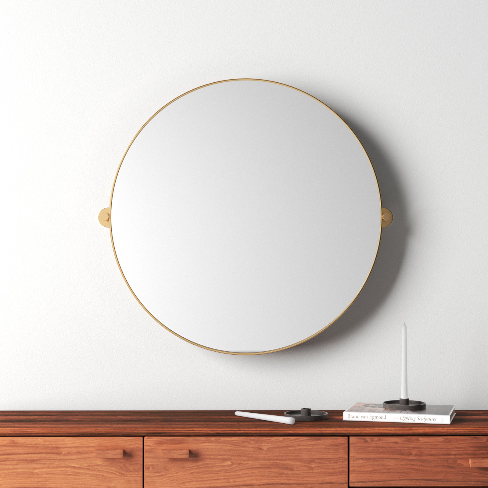 Evvie Metal Flat Wall Mirror, Gold