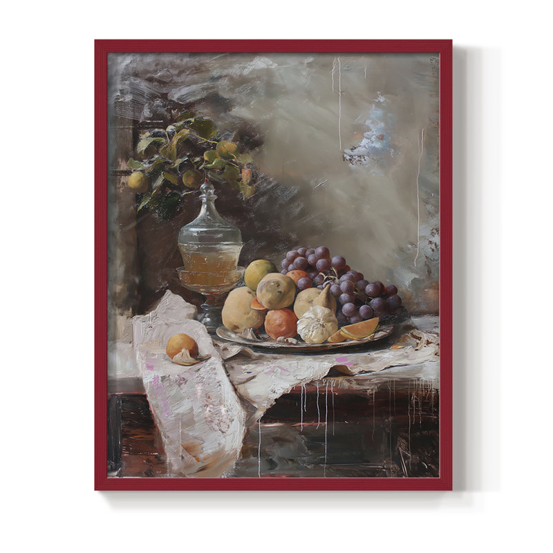 Reproduction encadrée FLORAL Series DCCxxx - bois massif, H 11 po x l 9 po, Rouge