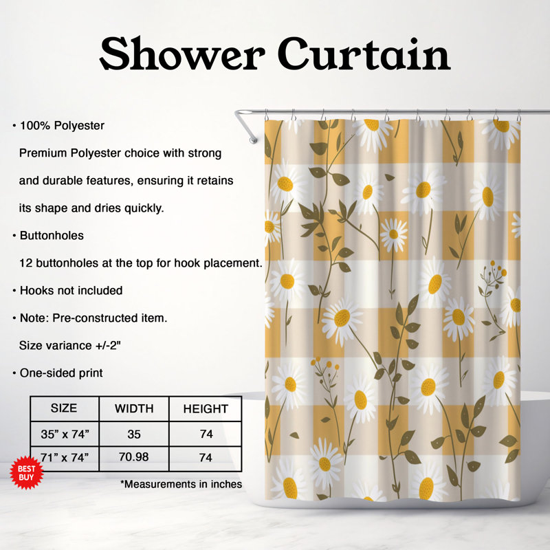 Rideau de douche Daisy Line - Premium 102, H 74 po x l 71 po