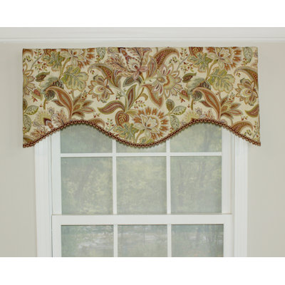 Cantonnière festonnée en coton à motif cachemire l 50 po