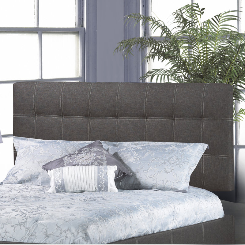 Tête de lit tapissier Dashiell, Lin - Gris anthracite, Simple
