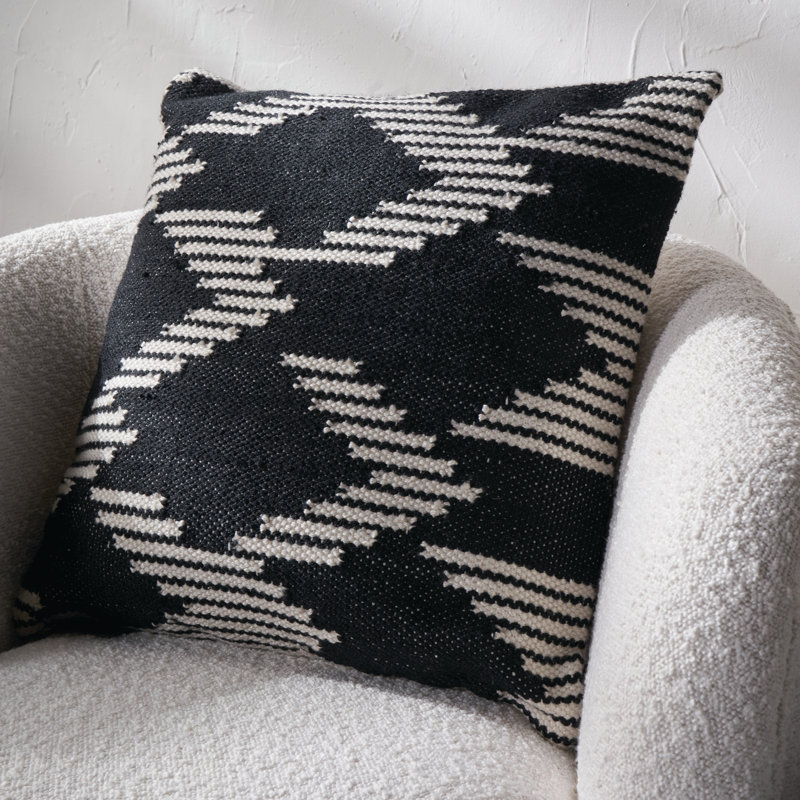 Indoor / Outdoor Chevron Square Throw Cushion, Black