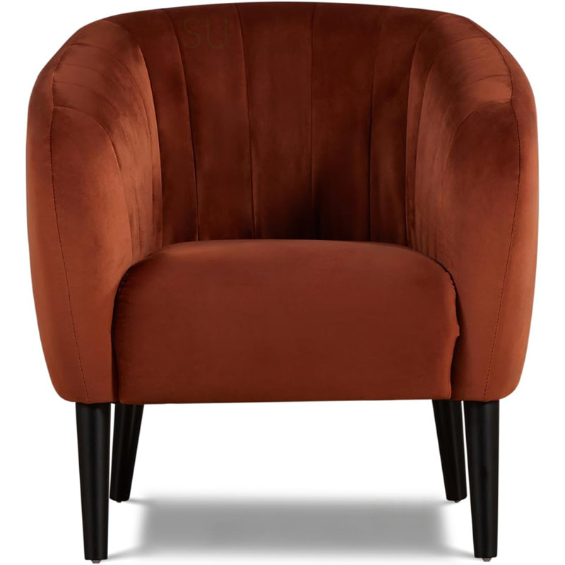 Fauteuil d'appoint moderne orange brûlé avec motif en tonneau et capitonnage