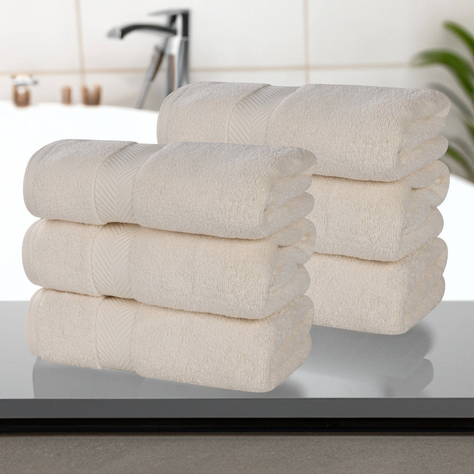 Cortright Chevron Cotton Hand Towel, Ivory