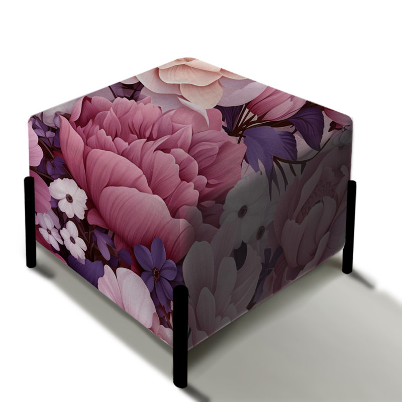 Springtime Purple Blossoms Botanical Pattern - Floral Square Ottoman
