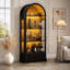 Vitrine cintrée de style ferme moderne avec éclairage DEL et tiroirs pour des besoins de rangement polyvalents à la maison-2144095074