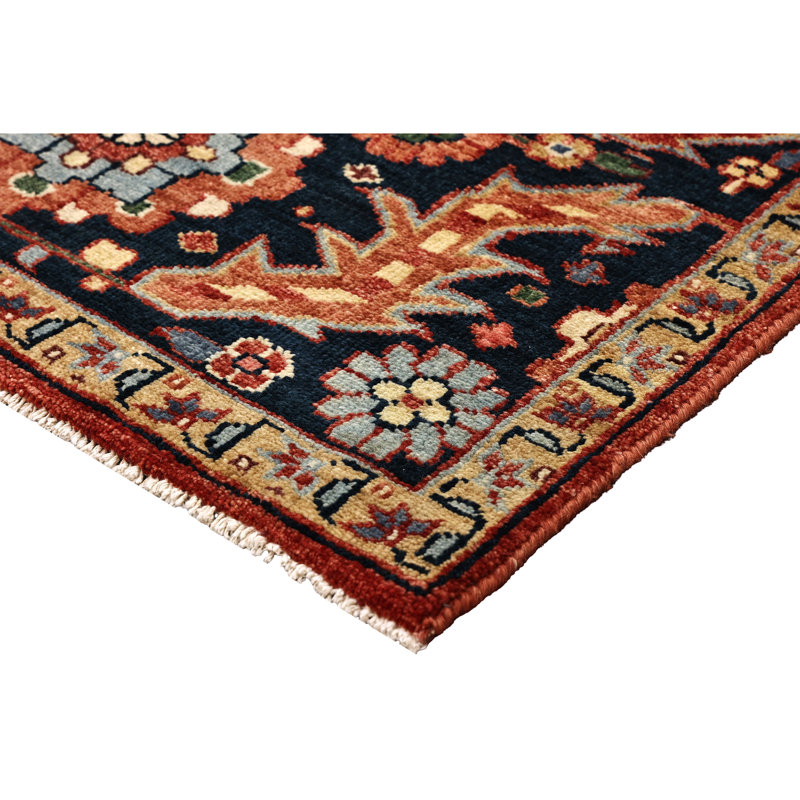 High-Quality Hand-Knotted Red And Blue Area Rug, Rectangle 6' x 9'