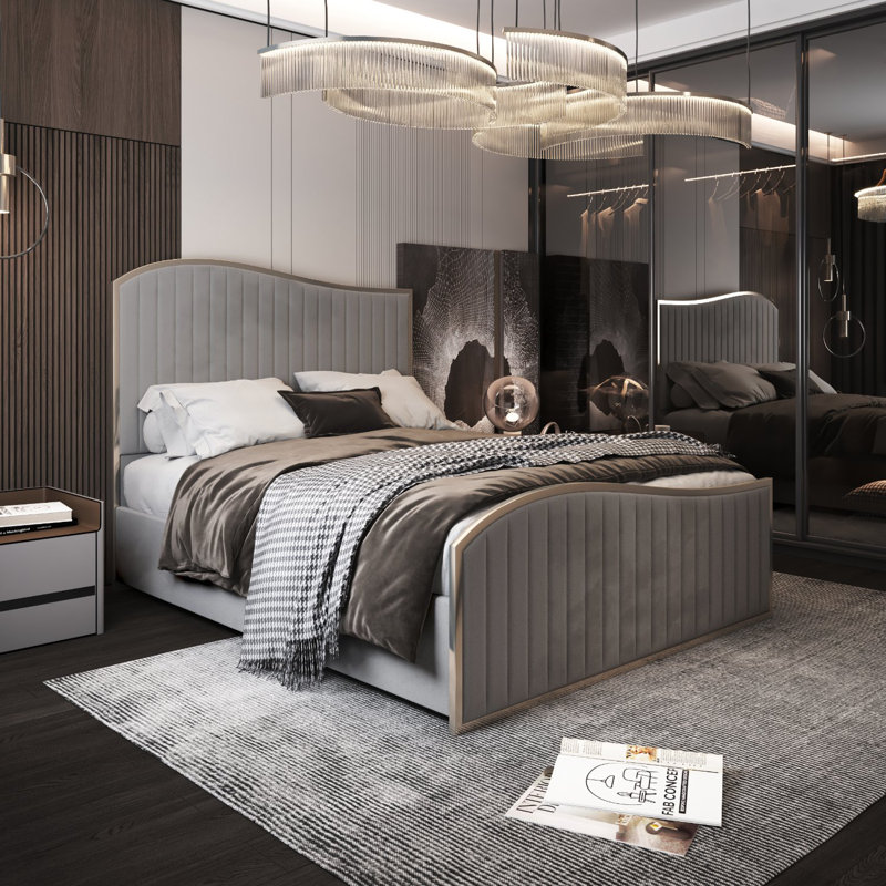 Anastos Upholstered Bed, Grey, Kingsize (5')