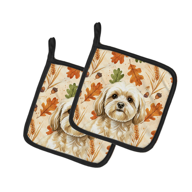 Paire de porte-casseroles crème Lhasa Apso Heirloom Fall