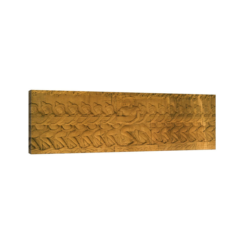 Bas Relief In A Temple, Angkor Wat, Angkor, Cambodia #3 - Wrapped Canvas Panoramic Print, 30.48 cm H x 91.44 cm W x 1.91 cm D