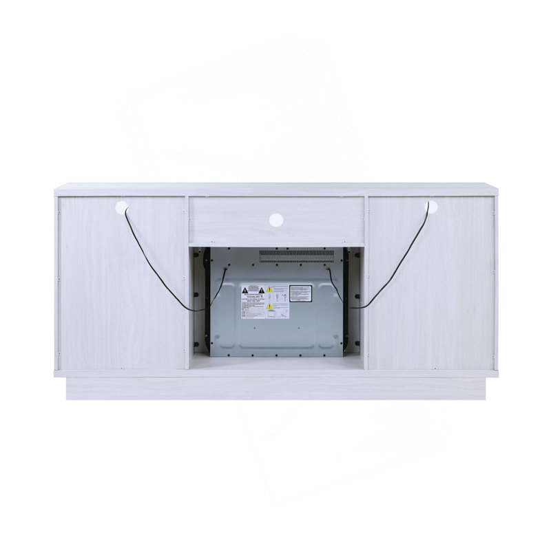 Ambrose 70"W  Fireplace Console TV Stand With Heater, LED Light, Cabinets, Shelves, White