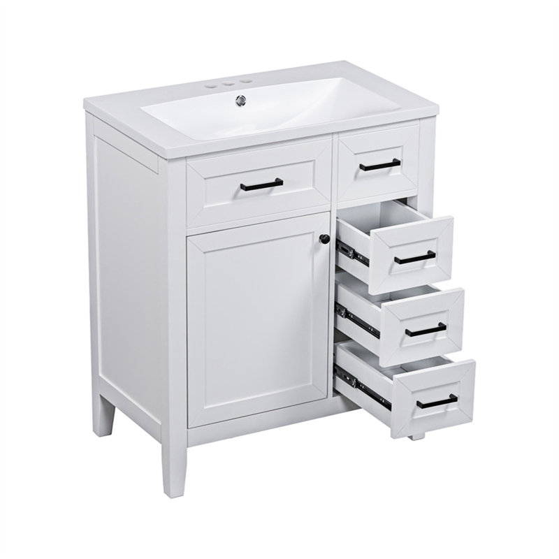 Meuble-lavabo 30 po avec lavabo et tiroirs, Blanc
