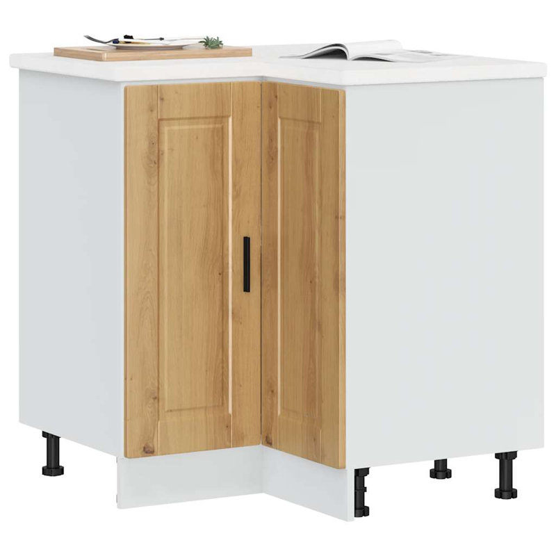 Latitude Run Kitchen Corner Base Cabinet Porto Engineered Wood, Artisan Oak