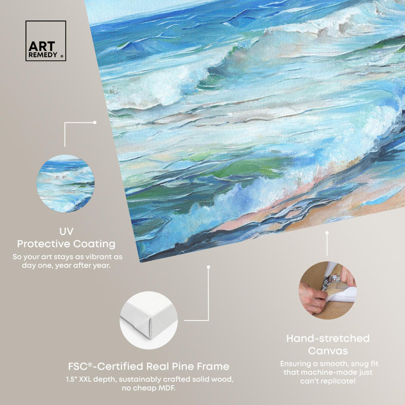 «Ocean View», toile d'art pastel abstraite et apaisante par Art Remedy, H 20 po x l 24 po, Toile tendue