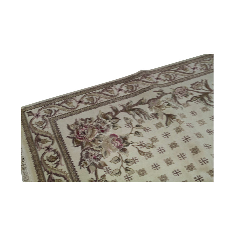 Tapis ivoire et ivoire noué à la main de haute qualité