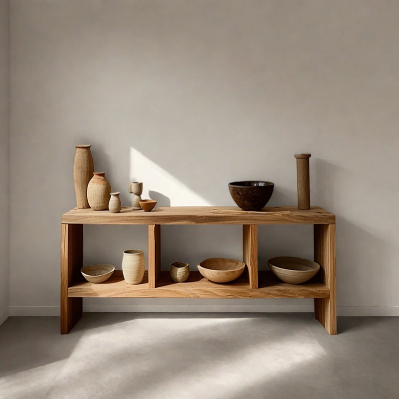 Console en bois massif 70,87 ", H 33,46 po x l 62,99 po x P 13,78 po