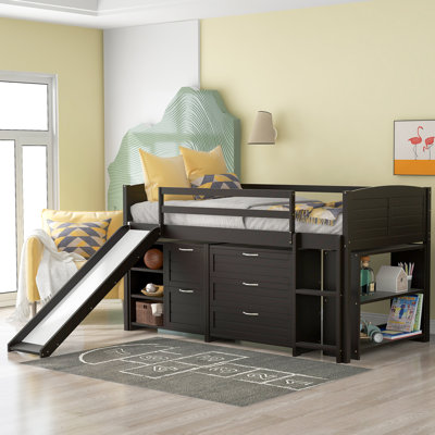Cheong Twin 5 Drawer Loft Bed with Slide and Shelves by Harriet Bee