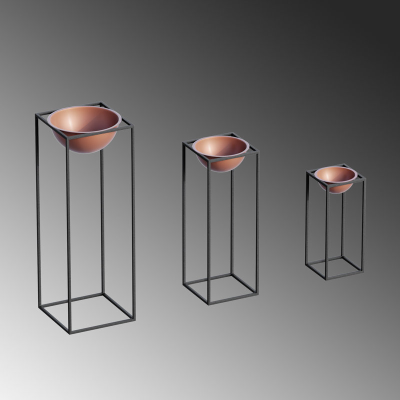 Becontree Elegant Metal Decorative Pot Set (3 Pieces) | Black & Copper | Dimensions: 10.6 x 31.5 in (Large), 8.7 x 23.6 in (Medium), 6.7 x 15.7 in (Small) | 100% Durable Metal | Perfect for Indoor & Outdoor Décor