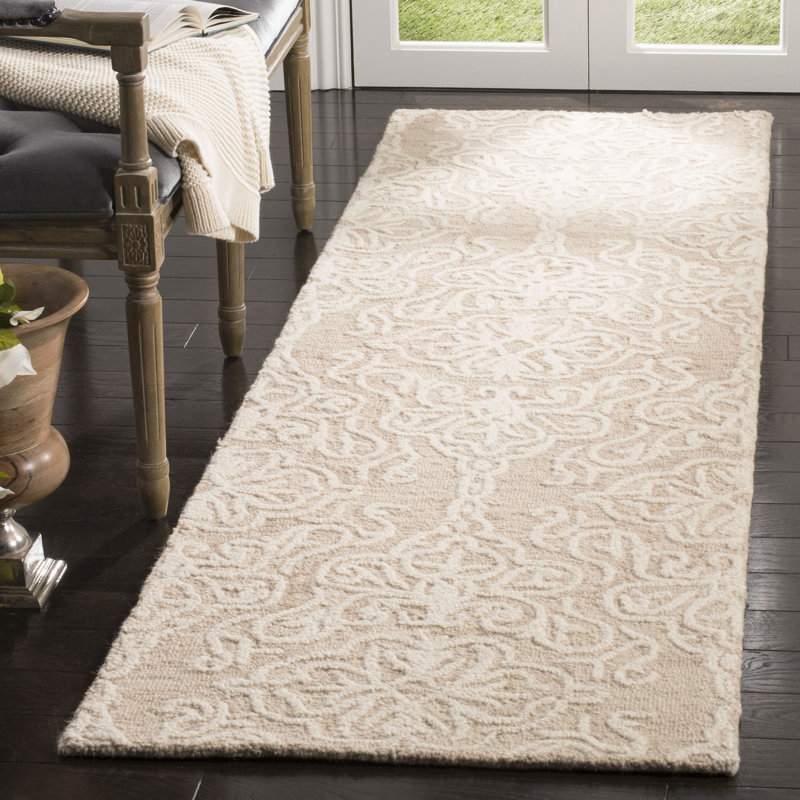 Tapis en laine touffeté à la main Davyan, Tapis de couloir 2 pi 3 po x 12 pi