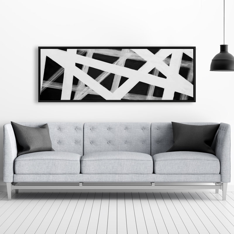 Reproduction de rayures géométriques sur toile, H 20 po x l 60 po