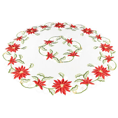 Joyeux Noël brodé, poinsettias des Fêtes de Noël