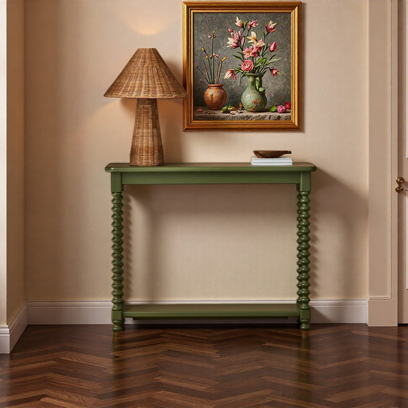 Vintage Entryway Table, 35.43" H x 47.24" W x 13.78" D, Olive Green
