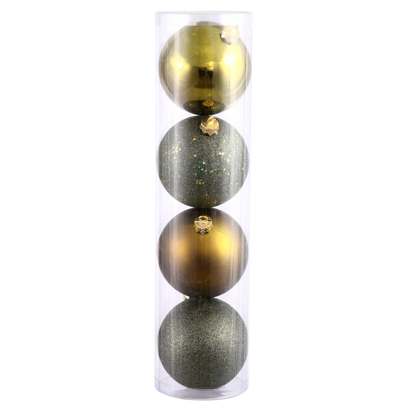Ornement boule de Noël (ensemble de 24), H 4,75 po x l 4,75 po x P 4,75 po, Olive, 4