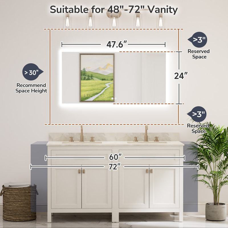 Armadale Backlit LED Bathroom Mirror, 24" x 48"