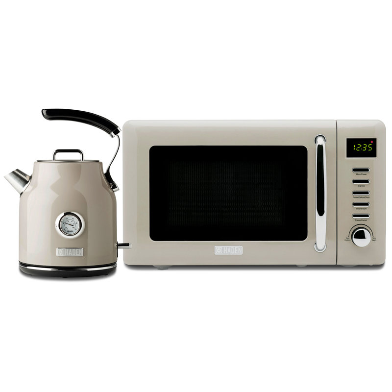 Haden Cotswold Retro 0.7 Cu Ft Microwave Oven with Dorset 1.7L Electric Kettle