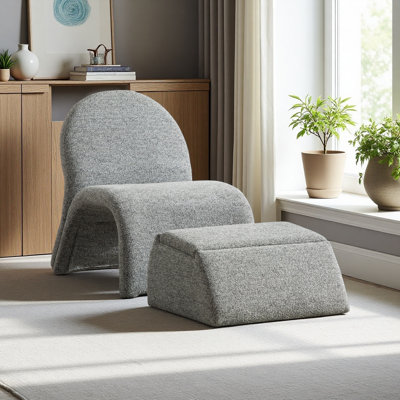 Chaise d'appoint rembourrée de 24,8 po de largeur avec repose-pieds en chenille pour salon